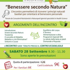 Incontro/evento <br> "Benessere Secondo Natura"